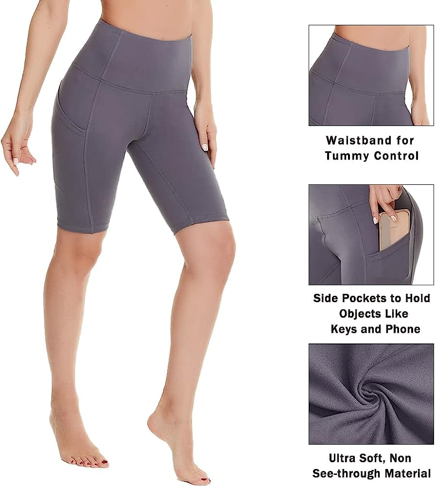 Yoga Shorts for Women – 5" High Waisted Biker Shorts with Pockets for Workout, Training, Running