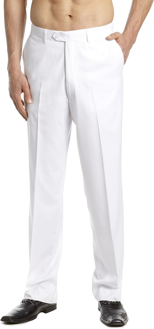 Men'S Dress Pants Trousers Flat Front Slacks Solid Mix Multi Color Design