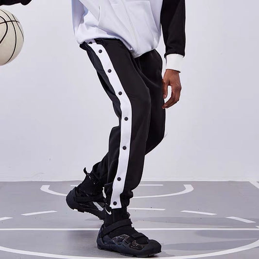 Fully Open Buttoned Foot-Breasted Pants Side Row Basketball Pants Buttoned Pants Sports Pants Trousers Training Uniforms Men