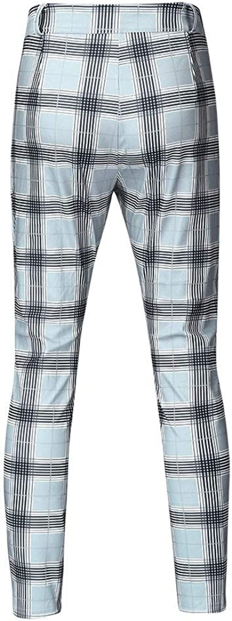 Men Dress Pants,Casual Plaid Stretch Flat-Front Skinny Business Pencil Long Pants Trousers Pocket