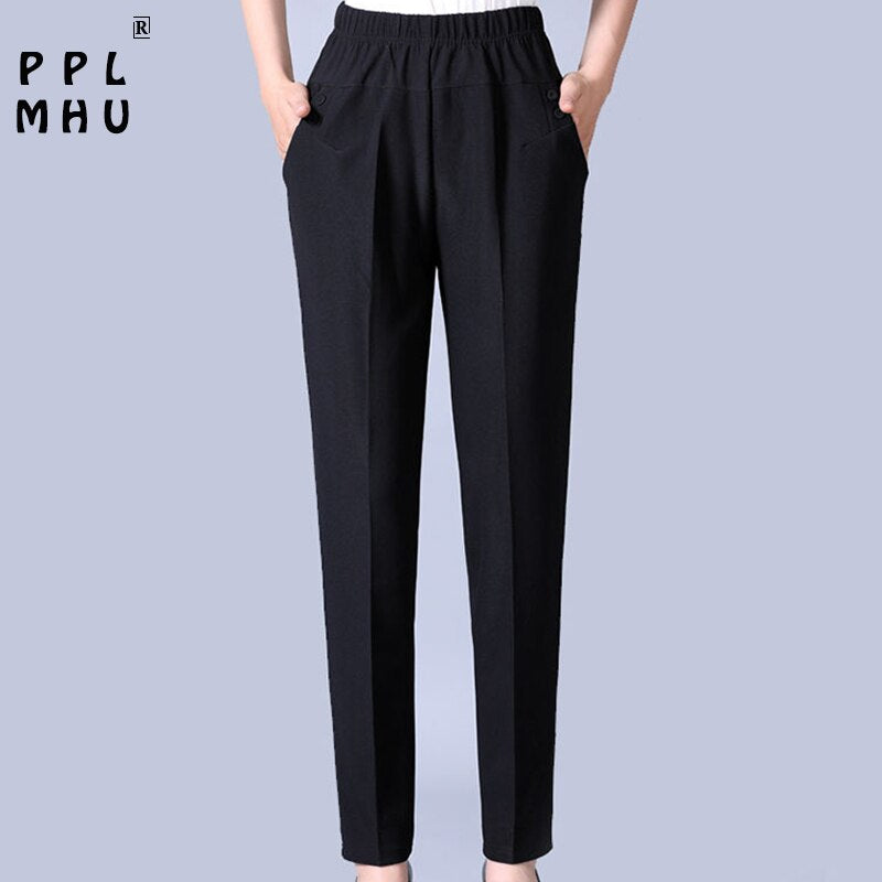 Summer Thin Casual Harem Pants Women Oversize 5Xl High Waist Baggy Pantalones Mother Ankle Length Stretch Classics Trousers